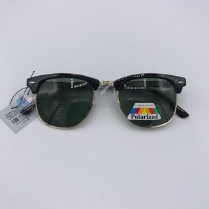Black/Green Half Frame Wayfarer Sunglasses